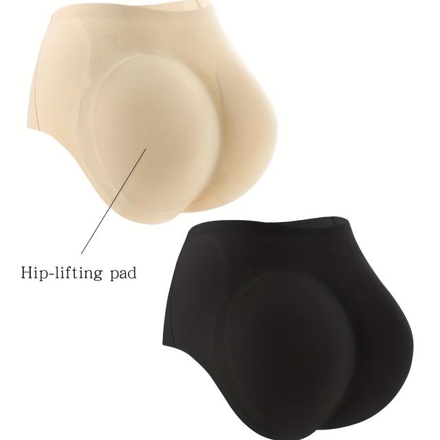 TEMU 2 Pack! Women's Butt-lifting Underwear, Seamless Solid Color Fake Butt Briefs To Enlarge , Tapered, Traceless, Light And Breathable Shorts