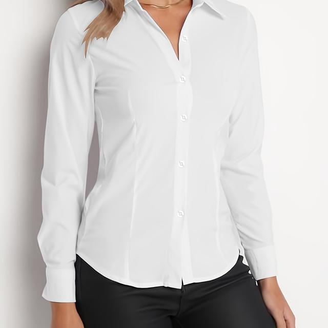 TEMU White Shirt Women's Long Sleeve Work Clothes