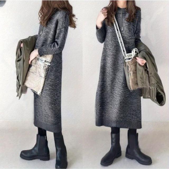 TEMU 女性用トな日本風ハイネックセータードレス、フルジップフロント付き - スミドル丈からロングドレス、秋冬のカジュアル＆ルアウトフィットに適したゆったりフィットレイヤカート（グレー）、多機能アウター＆ベースレイヤー - 簡単お手入れ、通勤着