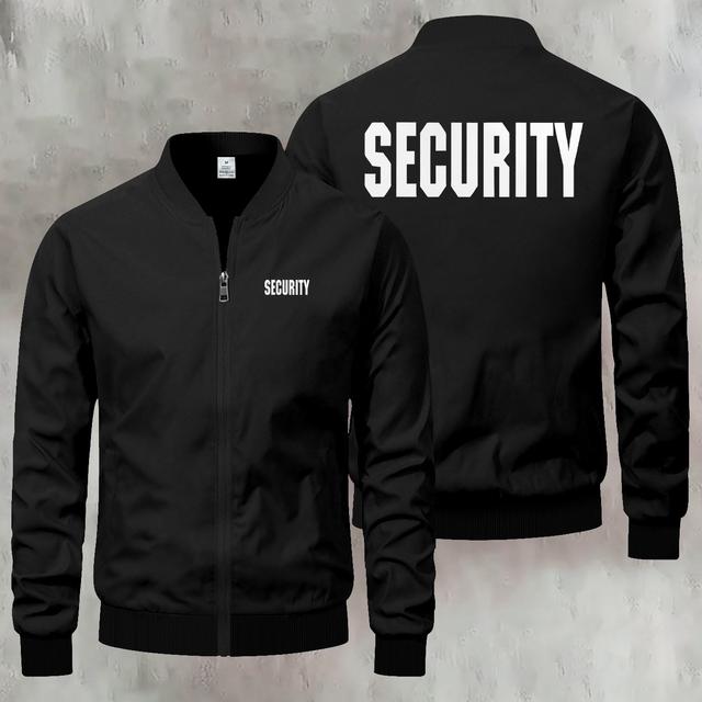 TEMU Herren Neue Modetrend SECURITY Print Ketten Cardigan Sport Outdoor Casual Vielseitige Jacke