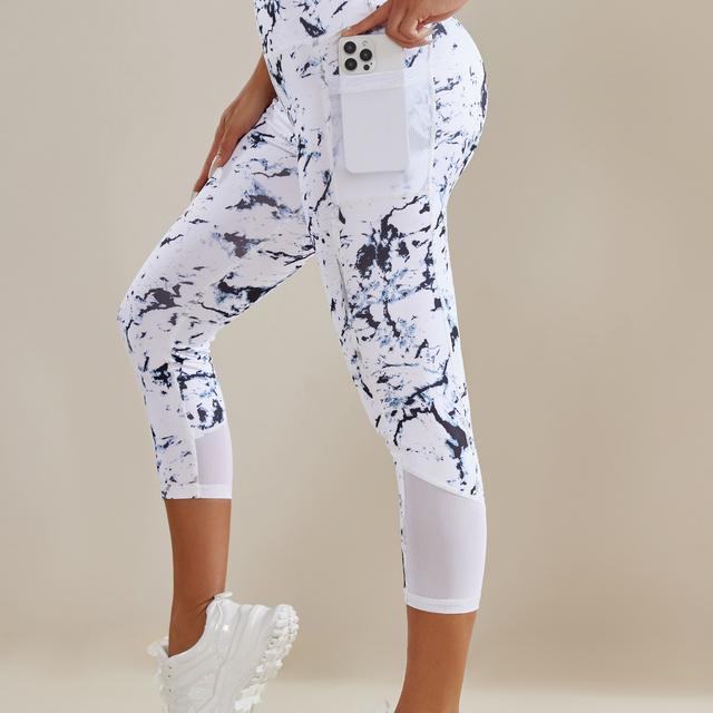 TEMU High-waisted -lifting Yoga Pants, Belly-lifting, Printed, Pocket, Netting, -lifting, Fitness, Tight-fitting Pants, Sports Pants