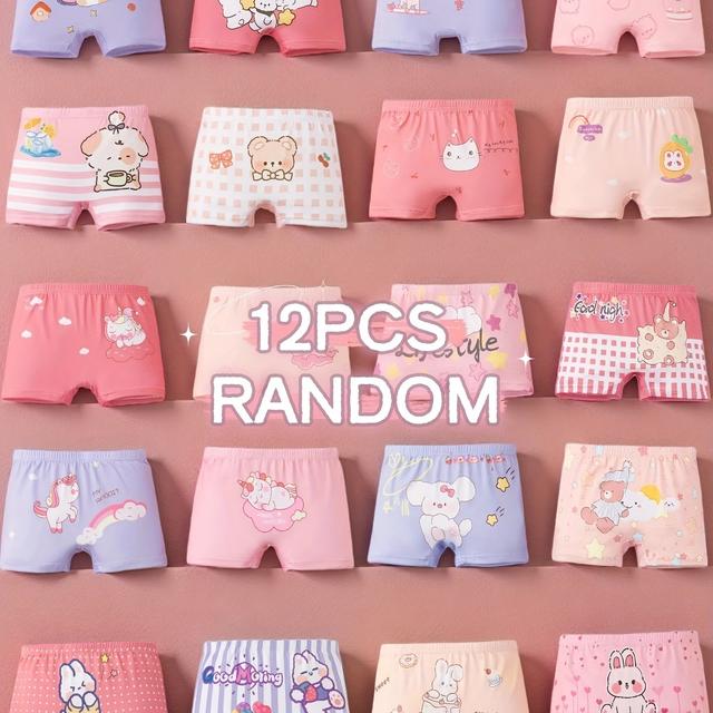 TEMU 12-pack Of Girls' Underwear In Random Colors And Patterns, Of Different Styles, Soft, Skin-friendly And Comfortable, Suitable For