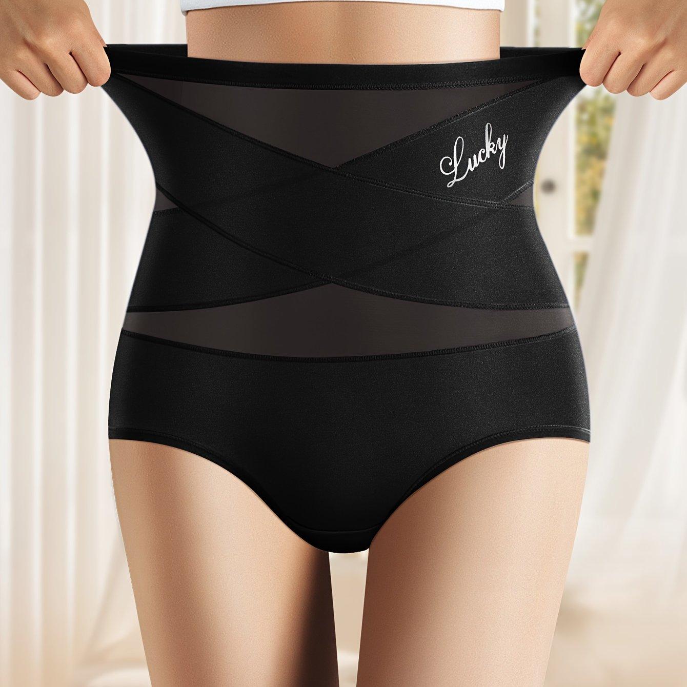 TEMU 1-pack High-waist Women's Panties, Breathable Mesh Ice Fiber Fabric Seamless Briefs