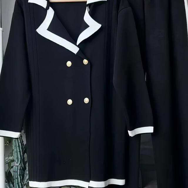 TEMU 2025 Herbst Winter Neuer Umschlagkragen Lässiger Lazy-Stil Oberteil Set Zwei-teiliges Langarm-Langhose Nian Nian