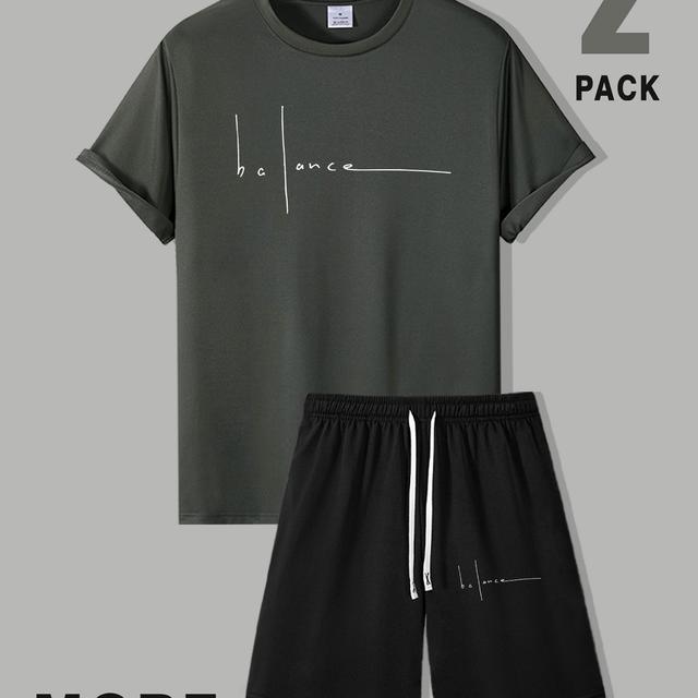 TEMU 's Fashion Printed 2pcs Casual Comfortable Set, Short Sleeve T-shirt And Shorts Suit, Cool, Versatile, Comfortable Summer Clothing