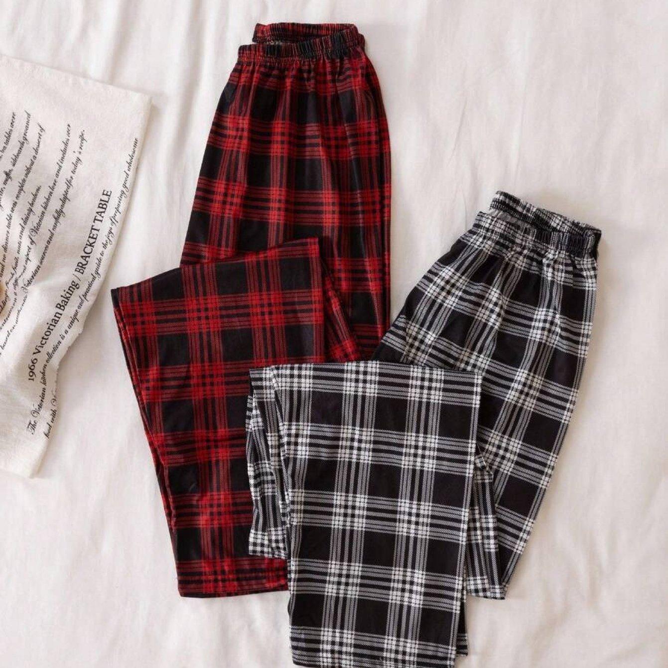 TEMU 2 Sets Of Classic Straight-leg Plaid Pants For Teenage Boys, Suitable For Students' Comfortable Casual Wear And Sleepwear , Summer, And Autumn, For Teenager