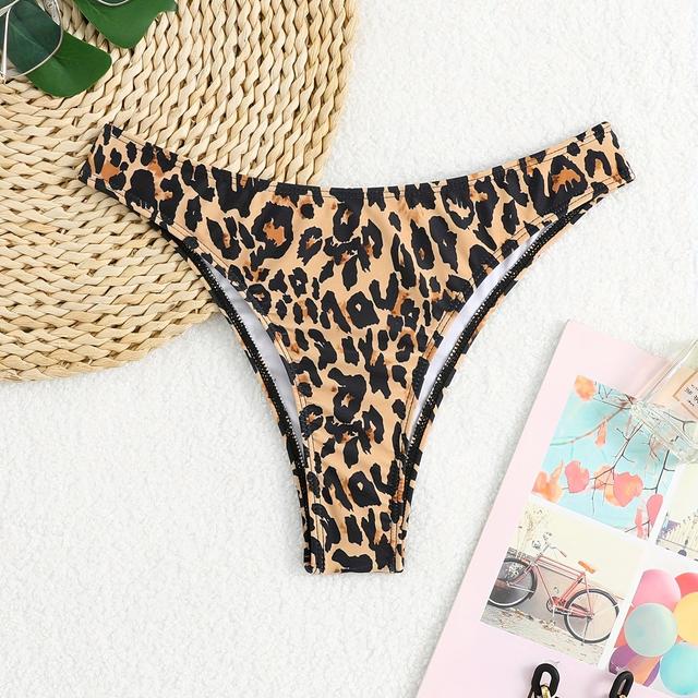 TEMU Calças de Natação Estilosas com Estampa de Leopardo para Mulheres - Mistura de Poliéster e Spandex de Elasticidade, Não Transparente, Perfeitas para Dias ou no Spa, Trajes de Banho