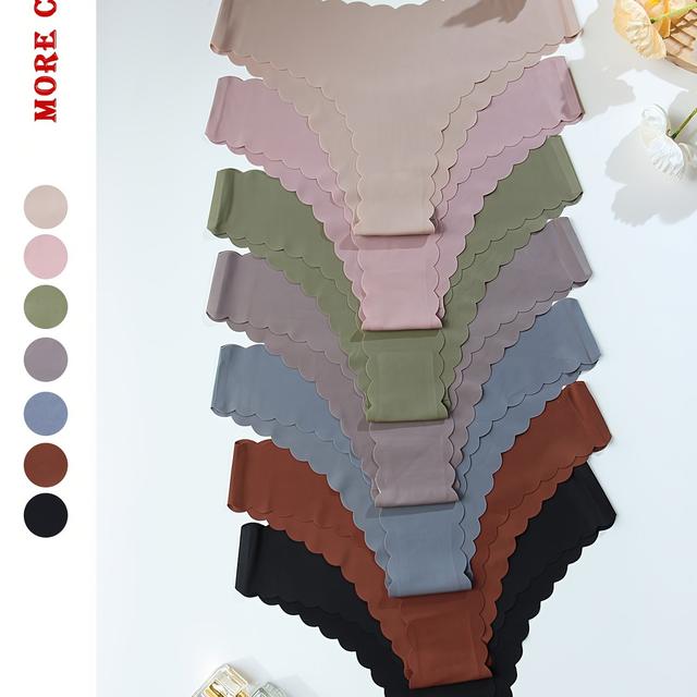 TEMU 7 bezešvých celotělových dekorativních trojúhelníkových kalhotek ve tvaru vějíře, sexy, pohodlné, prodyšné elastické spodní prádlo, dámské spodní prádlo a kalhotky