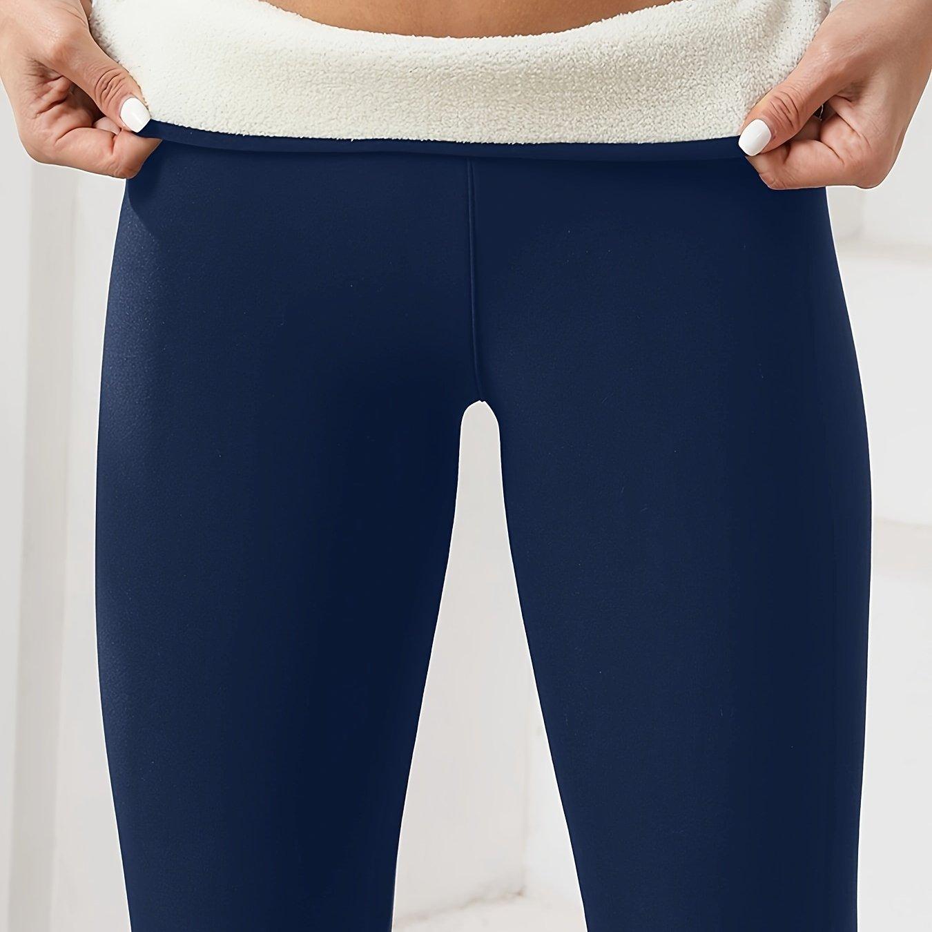 TEMU Autumn And Winter Fleece-lined Leggings Women' Color Sherpa Tights High-elastic Yoga Fitness Pants Outdoor Running Pants Warm Pants