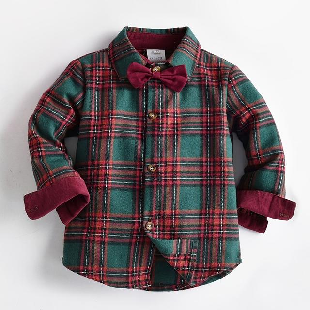 TEMU Boys' Gentleman Shirt With Bow Tie, Long Sleeve Top For Children's Festivals And Valentine's Day Outfits