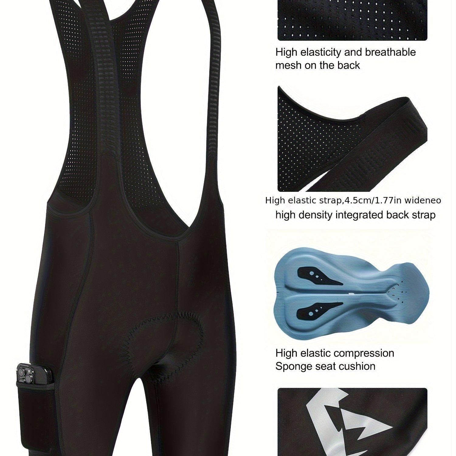 TEMU Men's Cycling Bib Shorts With Cushion, Cycling Shorts Tight Version With Elastic Quick-drying Breathable, Bicycle Shorts For Road Bike Racing