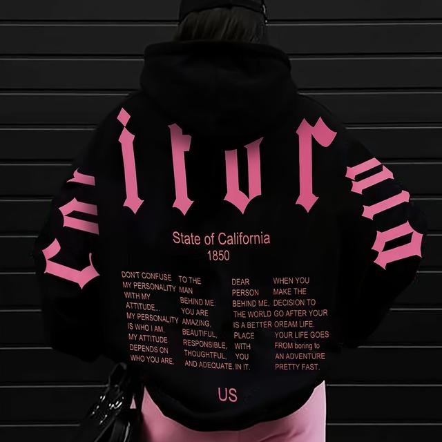 TEMU Spechir Women' Hoodie - Casual Long Sleeve With Letter Print, Ribbed Detail, Machine Washable - Spring/fall