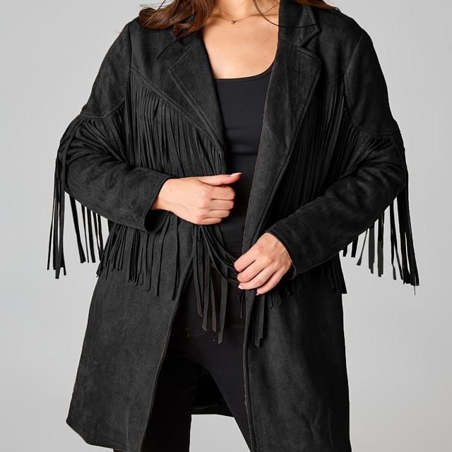 TEMU Plus Size - Plus Size - Plus Size Women's Casual Retro Western Style Mid-length Suede Suit Jacket