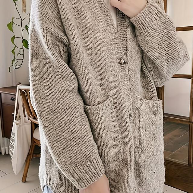 TEMU Grande Taille - Grande Taille - Nouveau Cardigan Haut de Gamme Automne et Hiver pour Femmes, Vêtement d'Extérieur qui Donne un Look