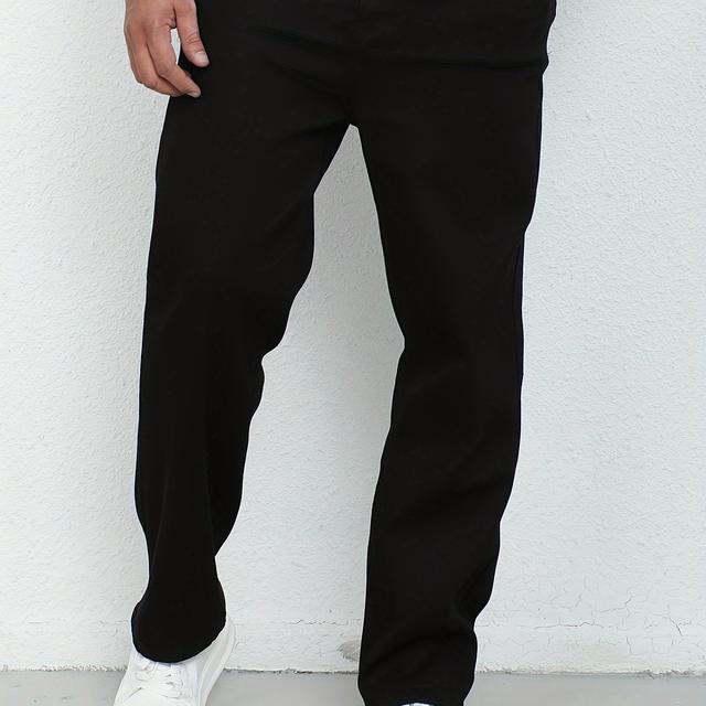 TEMU Plus Size Herren Jeans in Schwarz, Stretch-Material