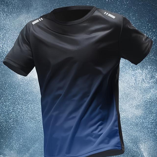 TEMU Gradient Slim Short Sleeves Running Sports Ice Silky Spring And Summer Tops T-shirts Casual Slim Base Shirts