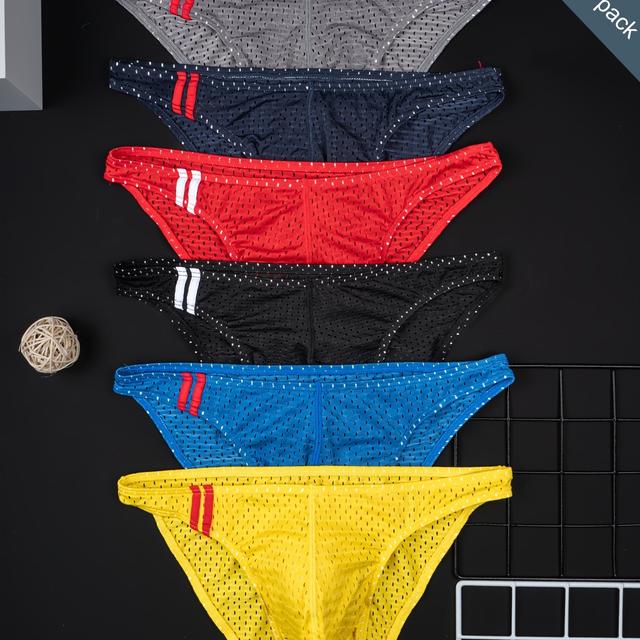 TEMU 6pcs Apextailor Men's High-elasticity Breathable Underwear - Semi- Boxer Briefs With Triangle Cutout, Soft Comfortable Casual Briefs For Wear (6pcs) - Suitable For Everyday &