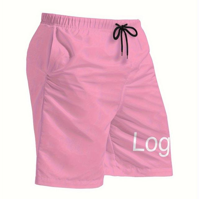 TEMU Custom Men's Beach Shorts - Casual Swim Trunks With Drawstring Waist, Photo Printed, Perfect For Boyfriend Or Lover As A Fun Birthday Gift For Parties, Plus Size