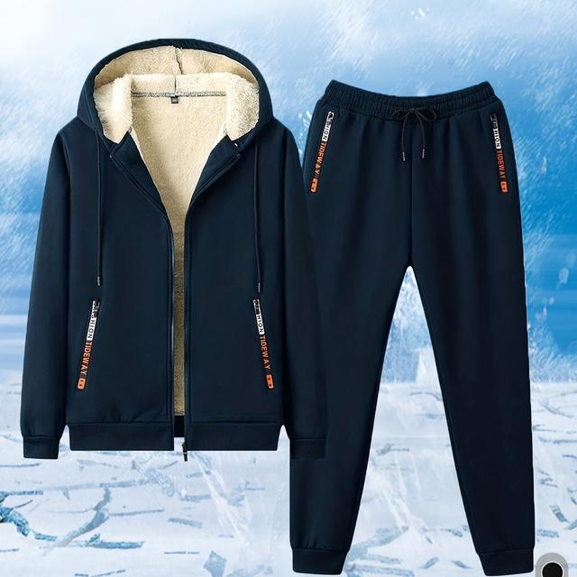 TEMU Winter Fleece-lined Thickened Sports Suit For Men