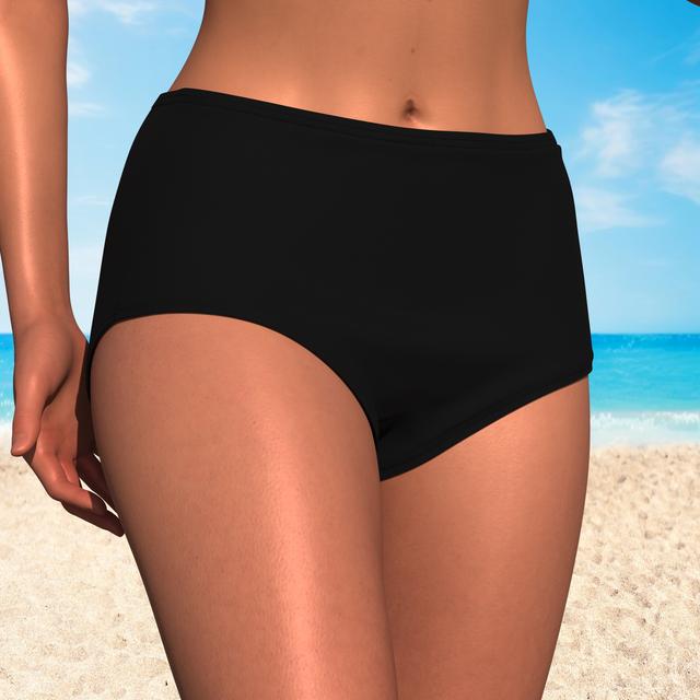TEMU Vrovio Women' High-waisted Bikini Bottoms - High-stretch, Solid Color, Comfortable & Stylish, Perfect For Beach Or Casual Wear,