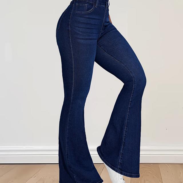 TEMU Bell-bottom Jeans, Stretchy High Waist Boot-cut Flared Jeans, Stylish Pants, Women's Clothing & Denim