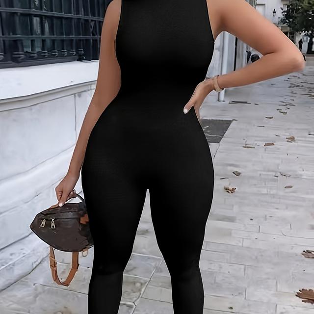 TEMU Mono deportivo casual de cintura sin abrigo, ajustado y con cremallera sin relleno