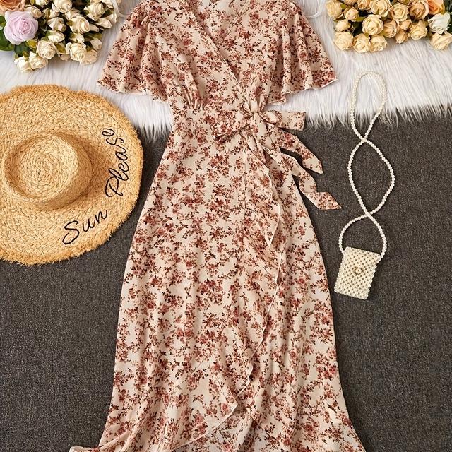TEMU And Elegant Dittsy Floral Dress, Summer, Casual Long Skirt Beach Outfit