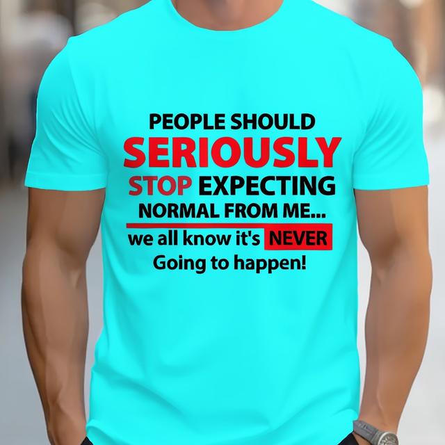 TEMU Plus Size Casual Crew Neck T-shirt, Polyester Knit Fabric With Slight Stretch, Regular Fit, With Print, For Fashionable Letter Print Tee