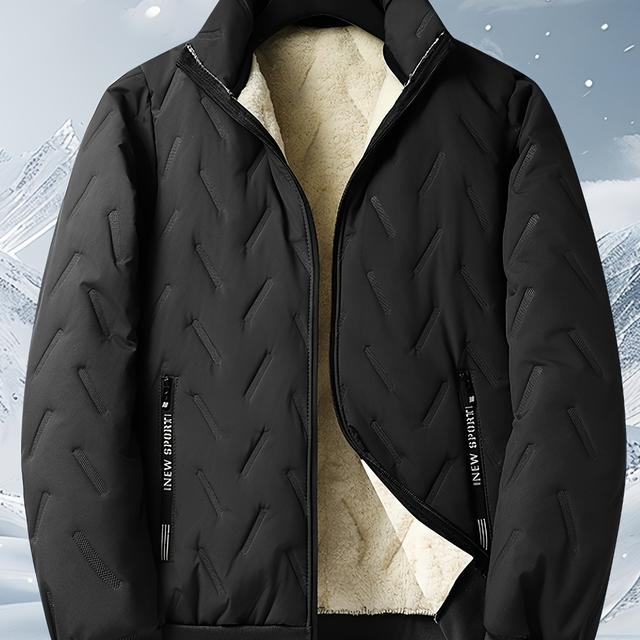 TEMU メンズ ヘビー ウィンタージャケット - ダブルクロージャー付き 極寒対策コート、 ー、付き - 日常＆ルイベント用 ブラック アウター、彼女への理想的なギフト、冬のコート、パーティーウェア、シンプルなファデザイン、耐久性ポリエステル、アウトドアウェア、クデザイン、頑丈構造、アウトドア愛好家向け