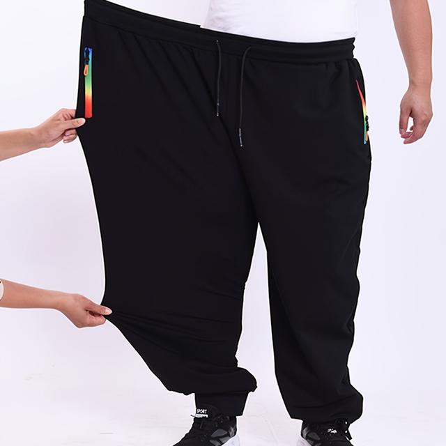 TEMU A Pair Of Plus-size Casual Sports Loose-fitting Men's Pants, Quick-drying, Elastic, And Fat Men's Sports Pants, Plus Size