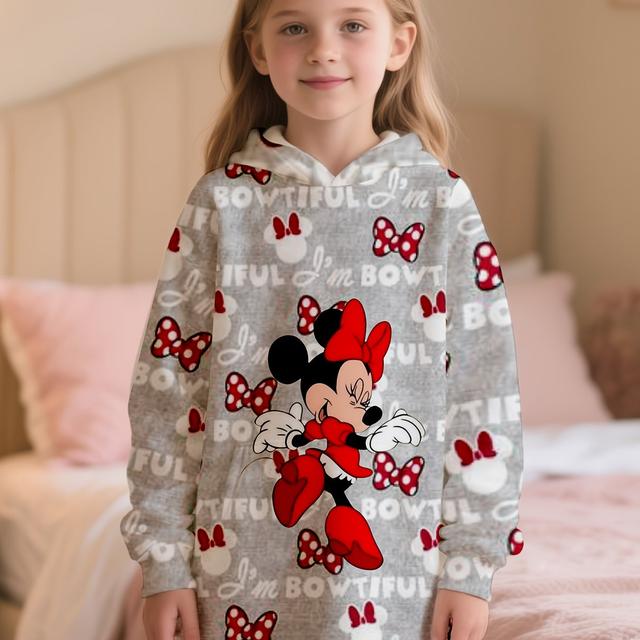 TEMU فستان بناتي بقلنسوة بطباعة ثلاثية الأبعاد بتصميم ديزني ستيتش وأنجل - فستان كاجوال ناعم بأكمام طويلة وجيوب، تصميم أميرة كرتونية لطيفة، مريح في جميع ، مثالي للخروج