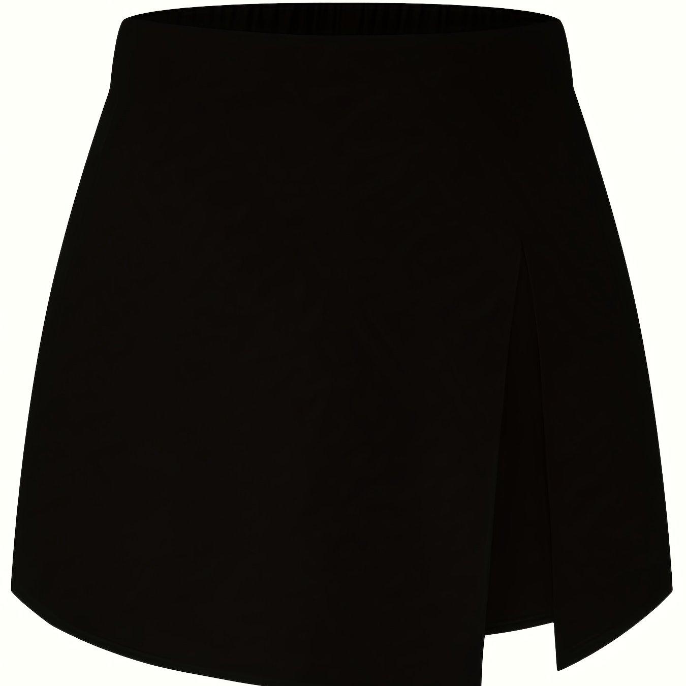 TEMU Plus Size, Plus-size Fashion Women's High-waisted Versatile Slit Shorts