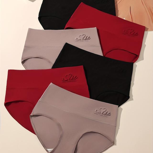 TEMU Een pak van 6 plus-size kleur high-waisted damesondergoed, comfortabel, ademend en stretchy lingerie