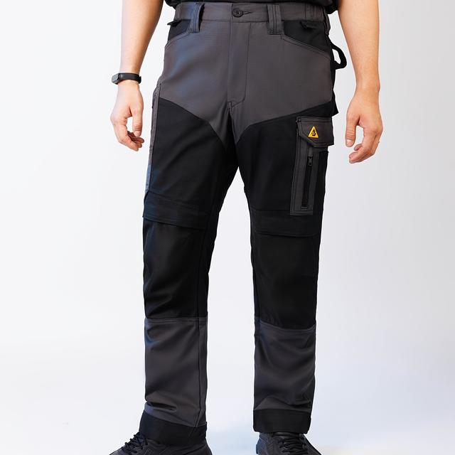 TEMU Men's Pants With Elastic Waistband, Stretch Fabric, Multiple Pockets For Tools, Overalls - 1pc