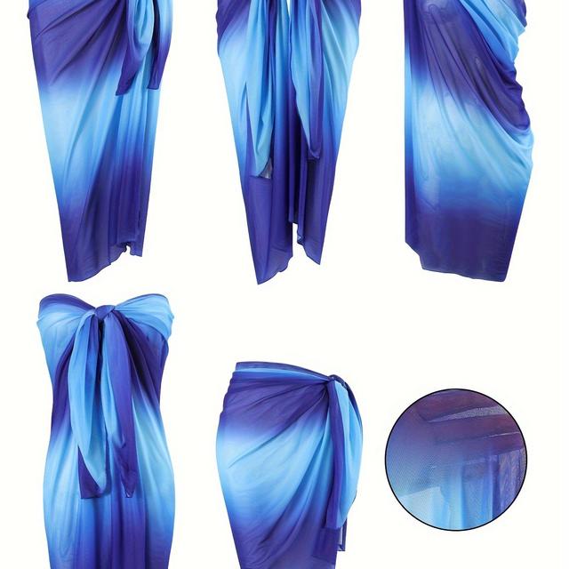 TEMU Ocean Blue Gradient Large Scarf Shawl Wrap Beach Towel For Women