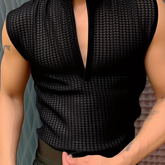 TEMU INCERUN Herren Elegantes V-Ausschnitt Strick-Top - Lässige Einfarbige, Stretch Passform für den Sommer