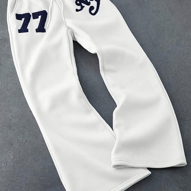 TEMU Lässige Herren Sport Hose, stylisch und bequem, Handtuchstickerei, Outdoor, lockere Passform, leicht ausgestellt