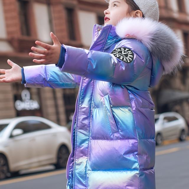 TEMU Vinterkollektion för flickor med trendiga gradientjackor, tjocka och vindtäta, för skidåkning, med en stor -pälskrage.