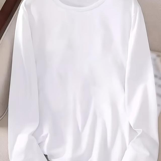 TEMU Plus Size Women's Elegant Long Sleeve T-shirt, Autumn Winter Casual Round Neck T-shirt