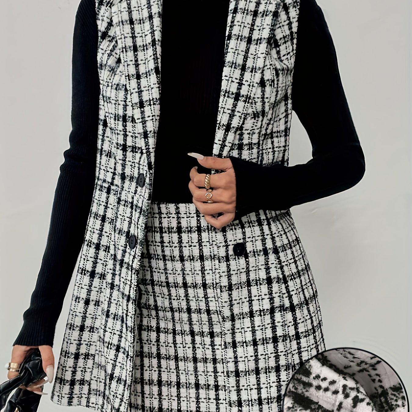 TEMU Conjunto de Blazer Jacquard Feminino Outono/Inverno 2 Peças