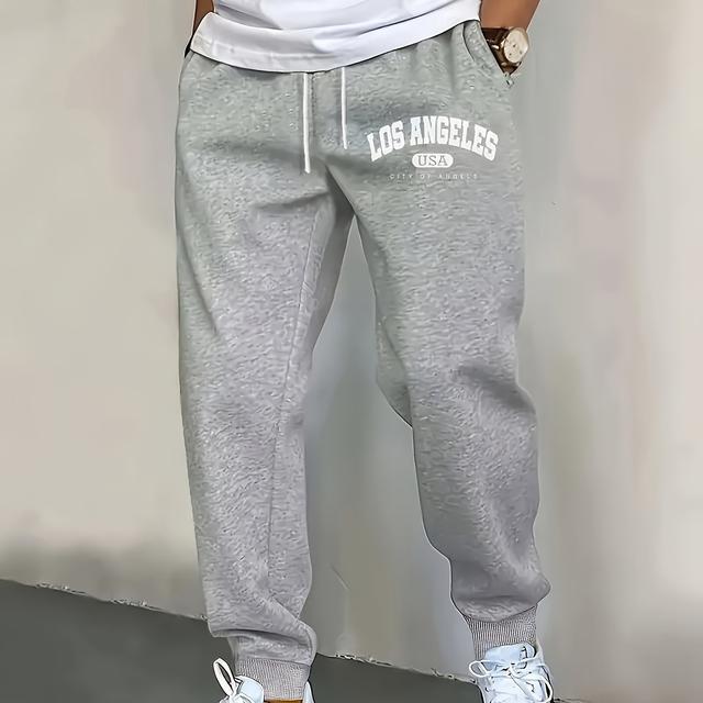 TEMU Men's Pants, Printed , Four-season Drawstring Design, Suitable For Outdoors, Travel, Lounging, Sports, And Running – Trendy Loose Fit Oversized