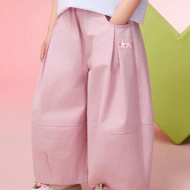 TEMU Ask Junior Girls' Long Pants | Comfortable Breathable Pleated Loose Casual School Pink For -8, For Outdoor