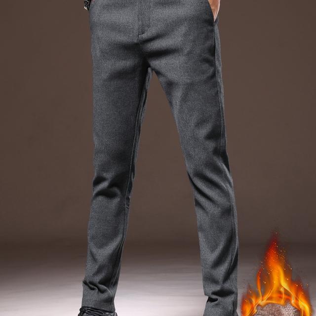 TEMU 【2025年新作】メンズ 冬用 ふわふわ 厚手 カジュアルパンツ | ストレートチューブ 、ファッショントレンド、暖かく、ポケット付き、レギュラー丈
