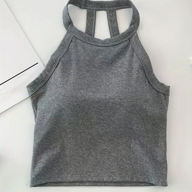 TEMU 夏のパーティー中心に注目される、純粋でセクシーなホットバッンクトップ、胸パッド付きのハルターネック、美しいバック、無地のトップ、インナーウェアとアウターウェア、ツーワード、インジェニウススタイル、デート、バンジージャンピング、ストリート、目立つ