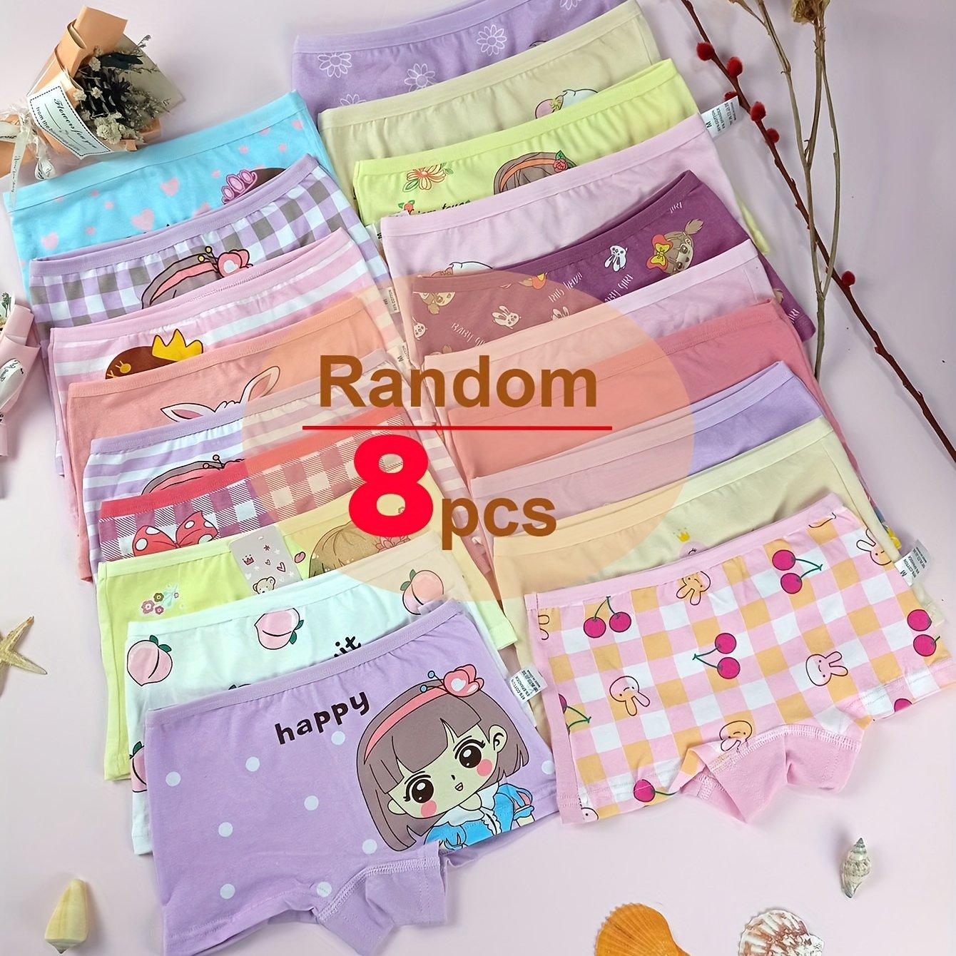 TEMU 8 piezas de color aleatorio, bragas para niñas pequeñas, boyshorts suaves tipo boxers para niñas, ropa interior de dibujos animados para niños