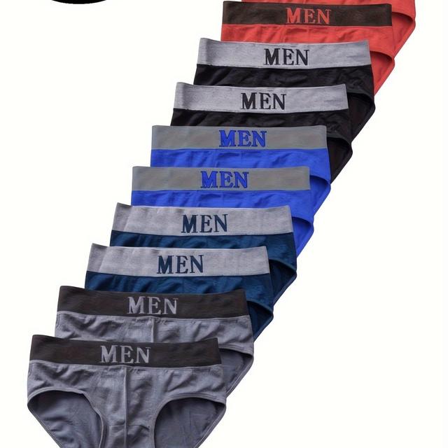 TEMU 10pcs Men's Athletic Briefs - Mid-waist, Ultra-thin & Breathable, Fit Underwear In Assorted Colors (s/m Sizes Recommended)