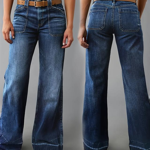 TEMU Jeans larges pour femmes à motif diamant avec poches et arrière