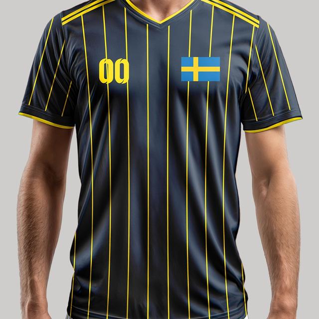 TEMU Swedish V-neck Soccer Jersey - Lightweight, Breathable & Customizable With Name & Number - Summer Parties, Training, And Outdoor Activities