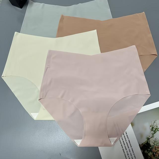 TEMU 4pcs High-waisted Seamless Underwear For Spring And Summer