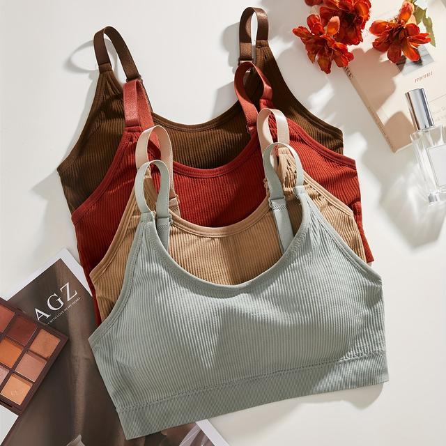 TEMU برا ليت رياضي، لون سادة، لاسلكي، قابل للإزالة، للبالغين